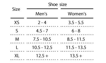 Xceltrax Boot Size Chart