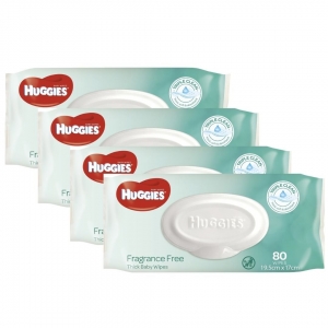Huggies Wipes Unsecented 80 Pack  Refill Ctn 4