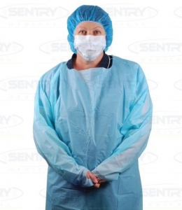 Isolation Gown With Thumb Holds Blue Large