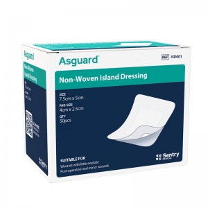 Asguard Flex+ Non-Woven Sterile Island Dressing 7.5cm x 5cm - Box 50
