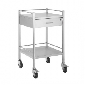 Trolley Dressing Stainless Steel with 1 drawer & shelf