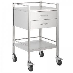 Trolley Dressing Stainless Steel with 2 drawer & shelf
